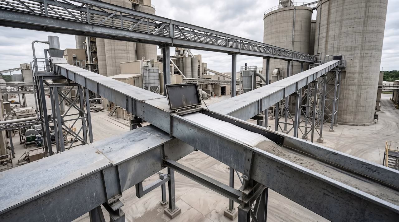 Airslide conveyor at a cement plant