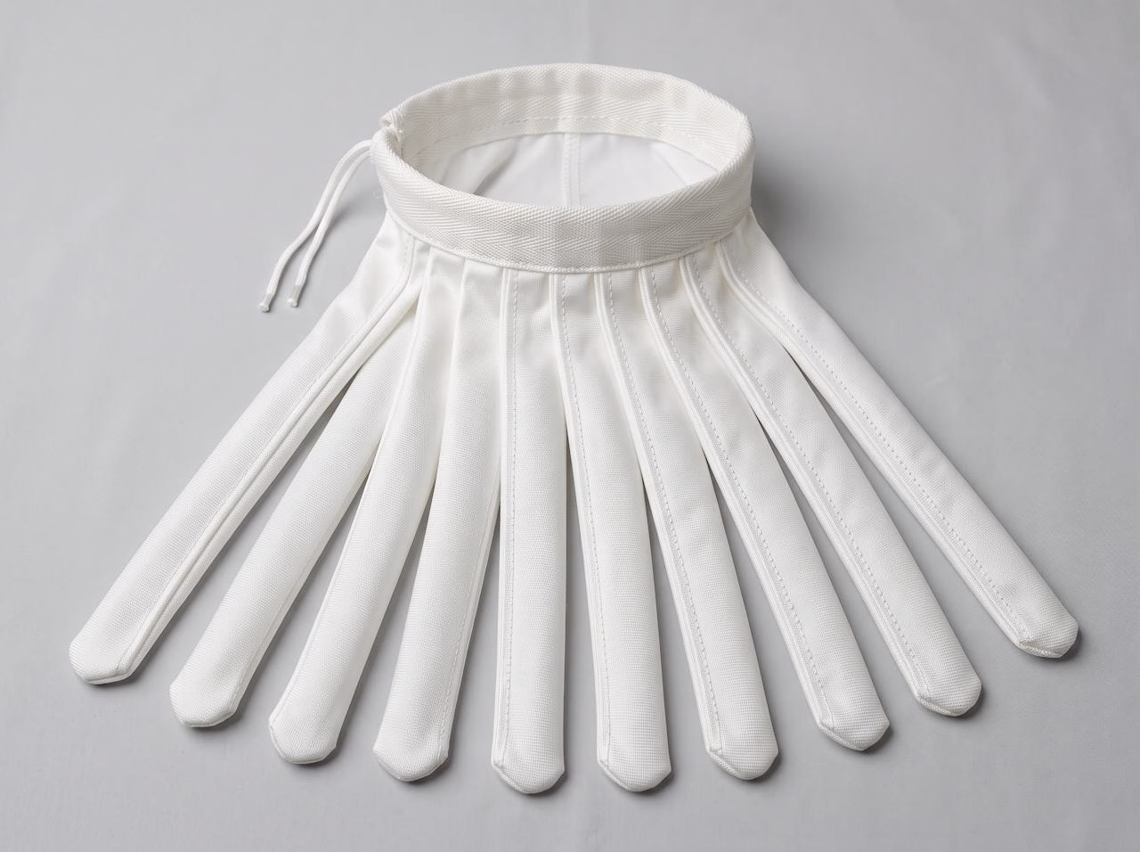 White polyester satin multi-finger fluid bed dryer filter bag with drawstring cuff